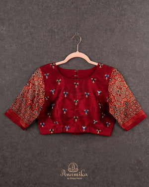 Beautiful blue and black Bandini gaji silk saree with ajrak border and blouse