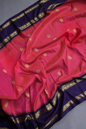 Kanjeevaram silk saree in a lovely rani pink shade