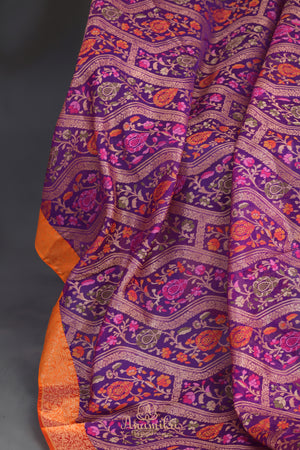 A stunning Banarasi Kora Jamdaani saree in purple