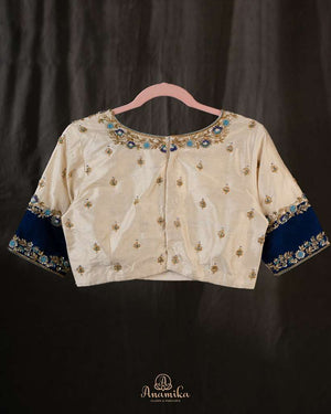 Refined elegance with a royal touch - stunning ivory work blouse