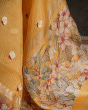 Yellow Organza Saree with Floral Printed Border