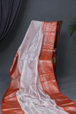 Exquisite Venkatagiri Pattu saree in ivory and orange