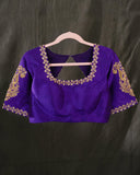Purple rawsilk blouse with beautiful zardosi work