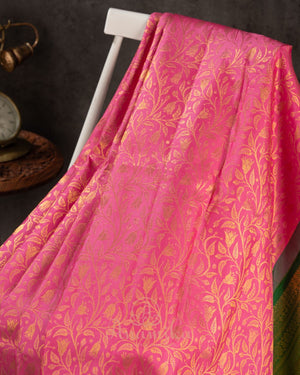 A beautiful kanchipattu saree in a lovely Dark Pink and Green combination