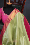 A dreamy kanjeevaram saree in a pastel green shade