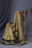 Banarasi tissue saree in stunning black and antique gold combo