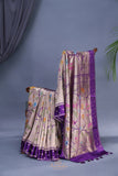 A beautiful Paithani inspired Georgette saree - Deep Purple