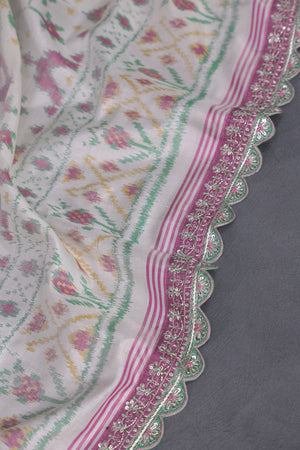 Pastel Patola with intricately designed handwork border