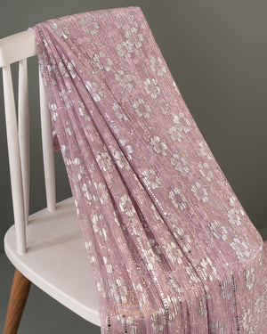 Stunning mirror work georgette saree in pink