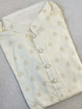 Cream chanderi silk kurta with thread embroidered buttas