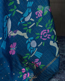 Muslin jamdaani saree in a beautiful peacock blue shade