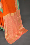 Pure mysore crepe silk saree in a beautiful shade of orange