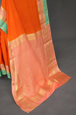 Pure mysore crepe silk saree in a beautiful shade of orange