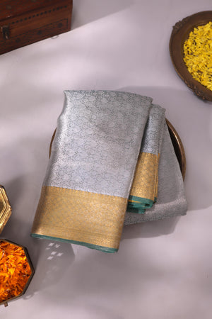 Regal Tissue Brocade saree in refreshing green