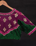 Kanchipattu saree in the most beautiful festive colors of hot pink and green