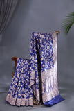 Banarasi Katan Silk saree in a royal blue shade