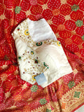 Red & Peach shaded Bandini Georgette saree