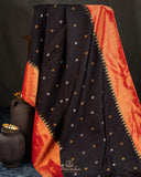 Black Gadwal saree with tissue border and pallu