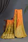 Soft crepe silk sarees in dual shades with designer blouses