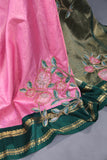 Timeless Gadwal saree with floral appliqué work