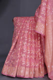 Banarasi Kora Jamdaani in soft blush pink