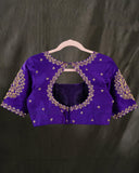 Purple rawsilk blouse with beautiful zardosi work