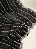 Falling organza saree in black with all over sequins work