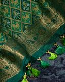 A beautiful green saree - Bandini Crepe with Patola