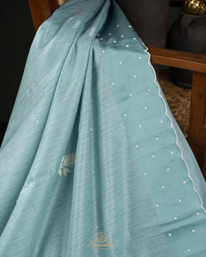Pure tusser silk saree - pearl work elegance