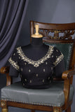 Banarasi tissue saree in stunning black and antique gold combo