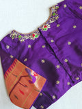 Pure Paithani silk Blouse in Purple