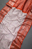 Exquisite Venkatagiri Pattu saree in ivory and orange