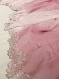 Shaded pink Georgette saree with work border