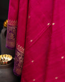 Rawsilk saree in magenta with plum border