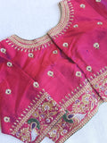 A Royal Gadwal kanchi saree in purple with contrast turning meena border