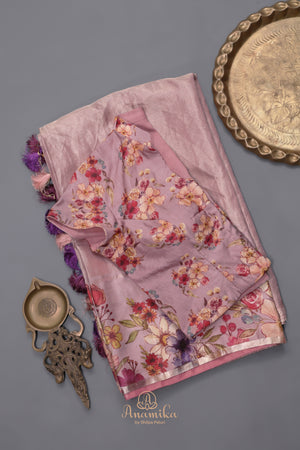 Blush Bloom Tissue Silk Saree