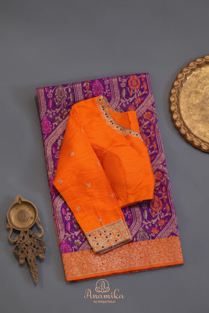 A stunning Banarasi Kora Jamdaani saree in purple