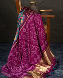 Kalamkari and Bandini fusion on modal silk