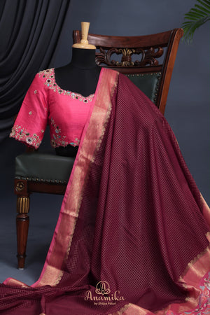 Mysore crepe silk saree with embroidered border