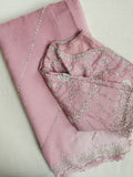 Shaded pink Georgette saree with work border