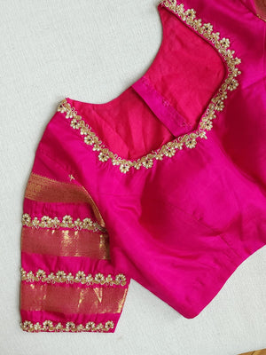 Kanchipattu saree in brown and pink combo