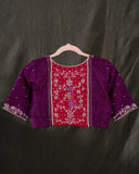 Rawsilk saree in magenta with plum border