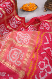 Bandini gharchola on gaji silk in hues of peach and pink