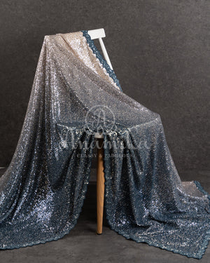 Blue and Grey sequins saree