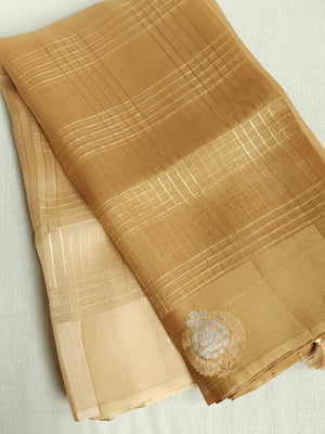 Organza saree in golden hue wit a beautiful blouse