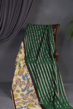 Emerald Green chanderi saree with hand painted kalamkari border