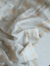 Flowy Malai silk saree in grey paired with a red Patola blouse