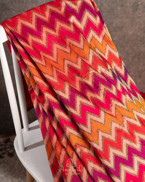 Beautiful Twill Silk Saree in orange and kanchi border