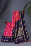 Kanjeevaram silk saree in a lovely rani pink shade