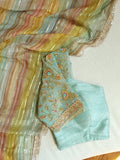 Multi colored striped sequins Georgette saree